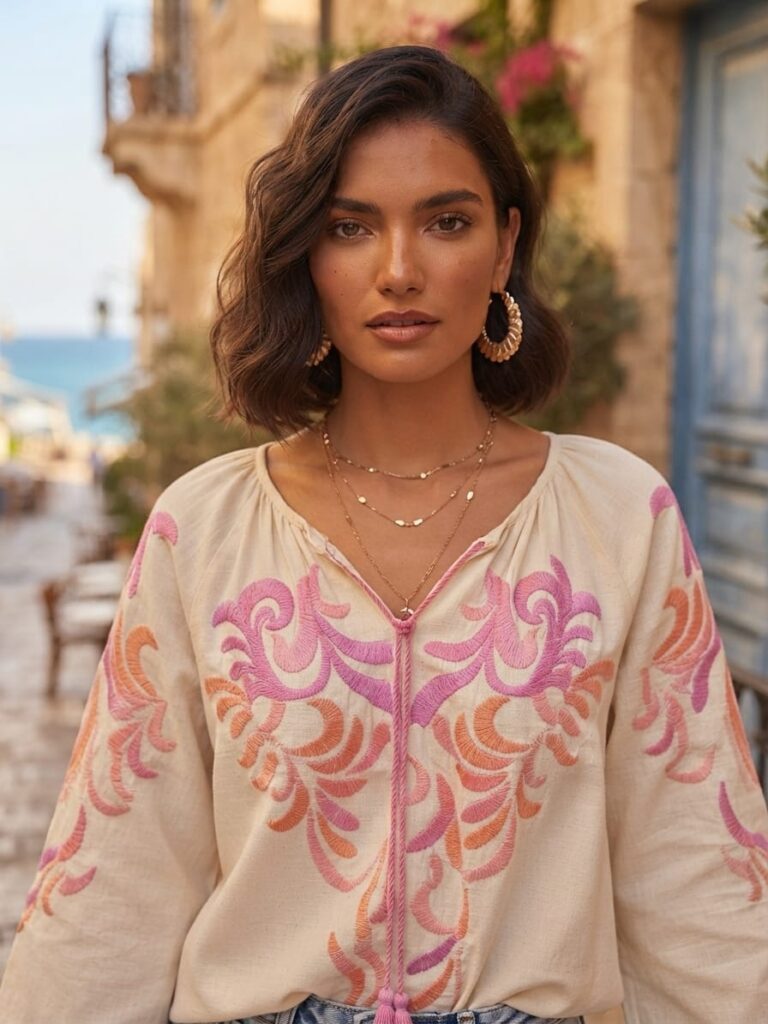 Beige pink blouse