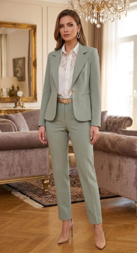 sage pantsuit