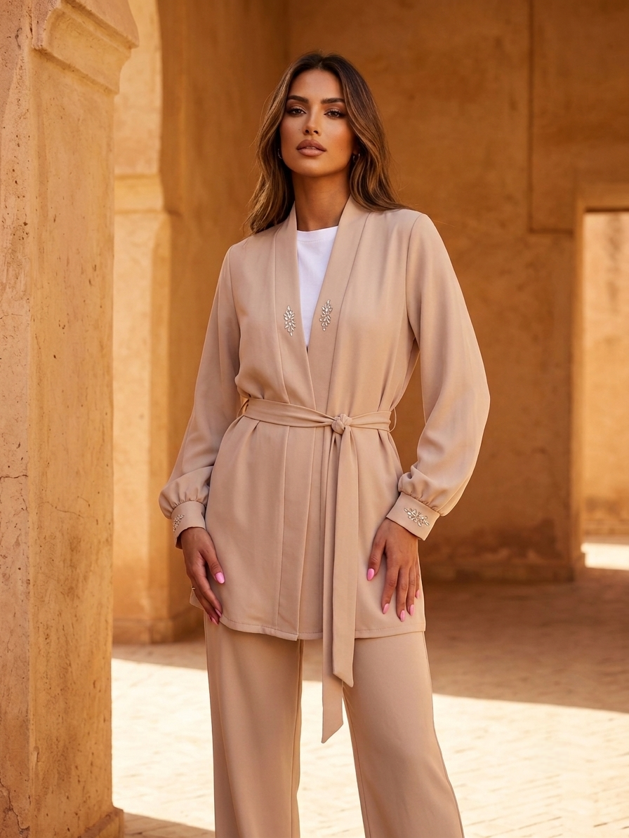Beige jersey set - Image 2