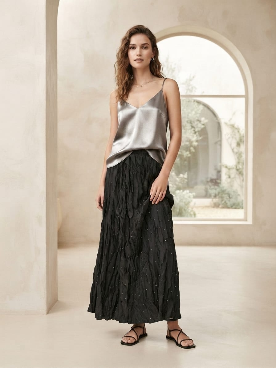 Black crinkle skirt - Image 2
