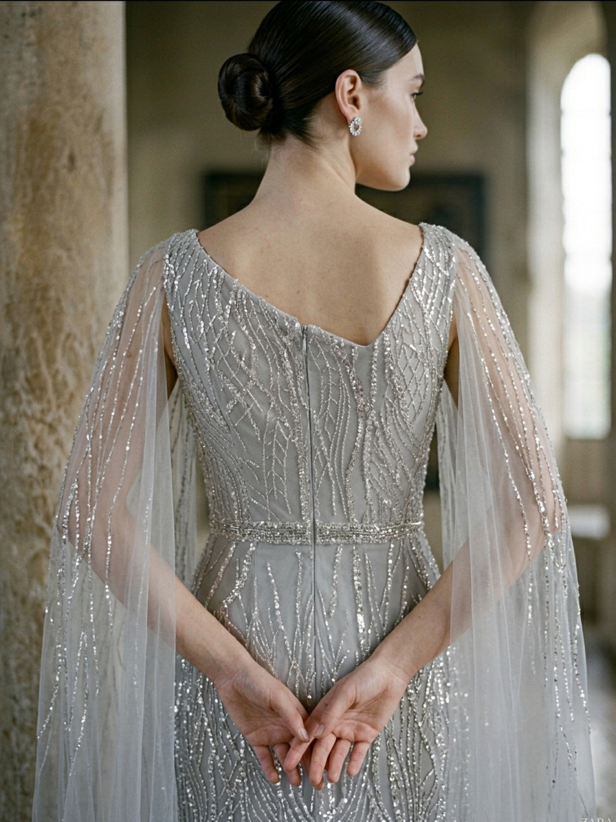 Silver Sequined Gown - Image 2