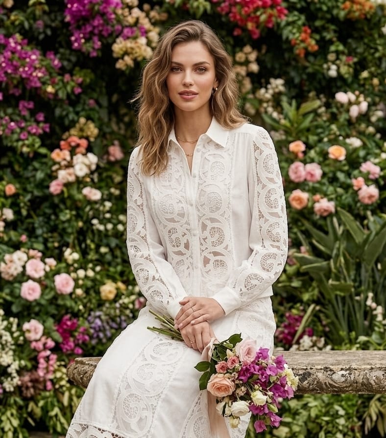 white guipure set - Image 2