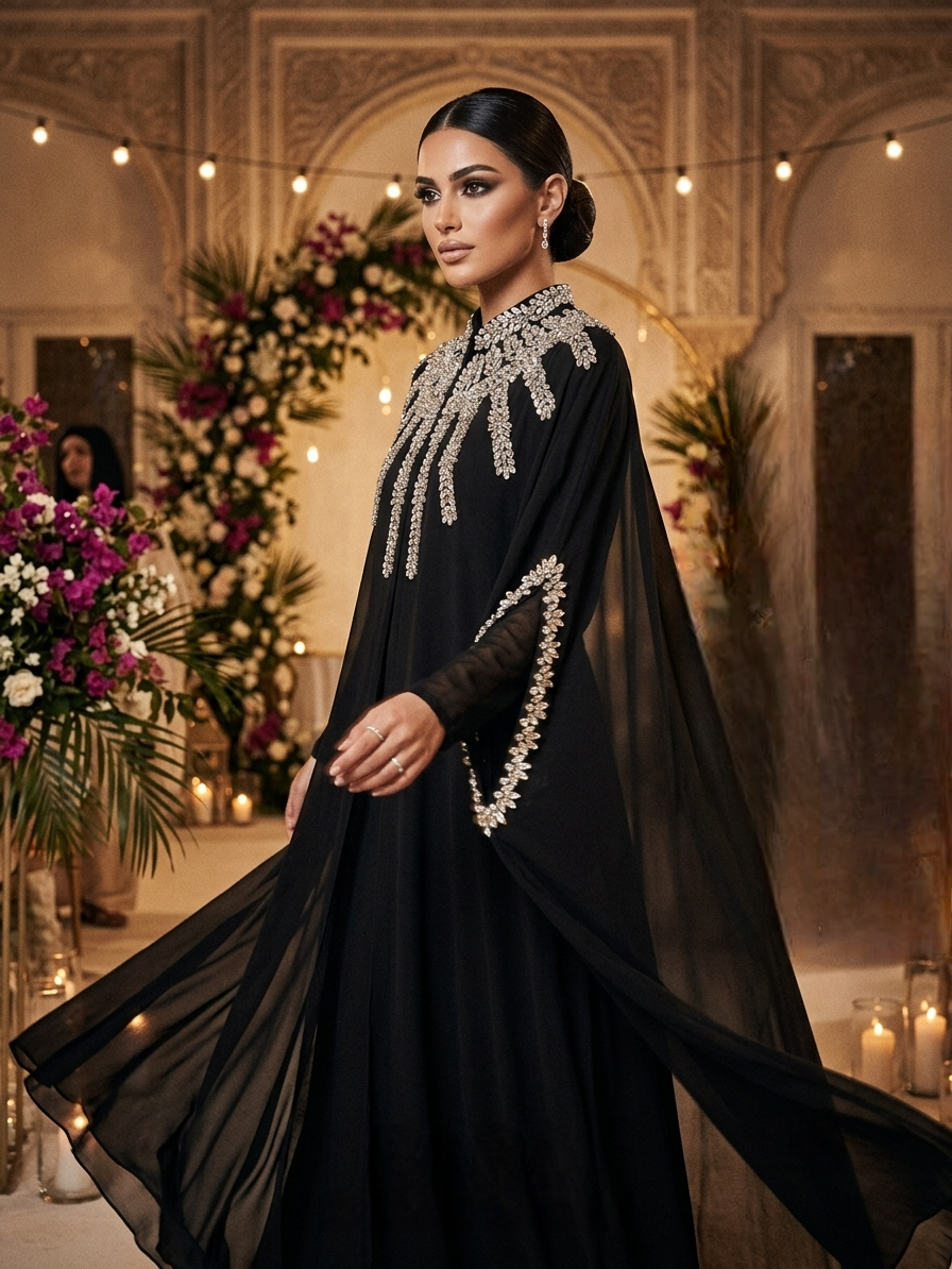 Crystal Chiffon Abaya - Image 3