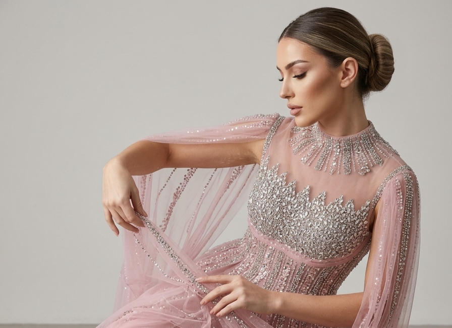 Crystals Pink Gown - Image 3