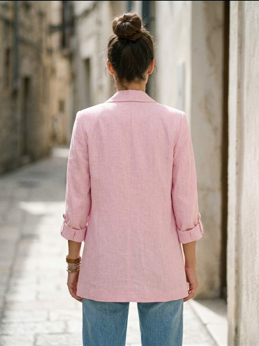 blazer pink linen - Image 2