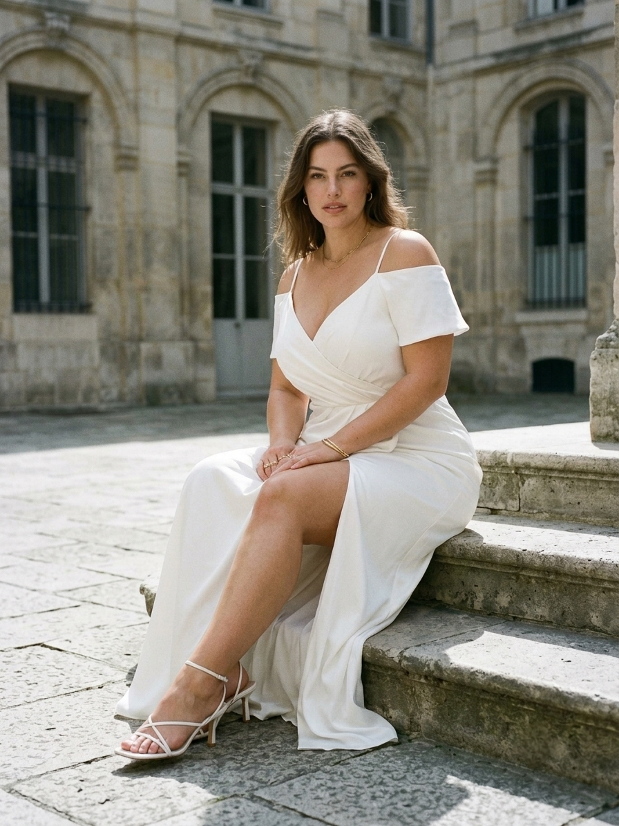 Satin White Chubby Dress - Image 3