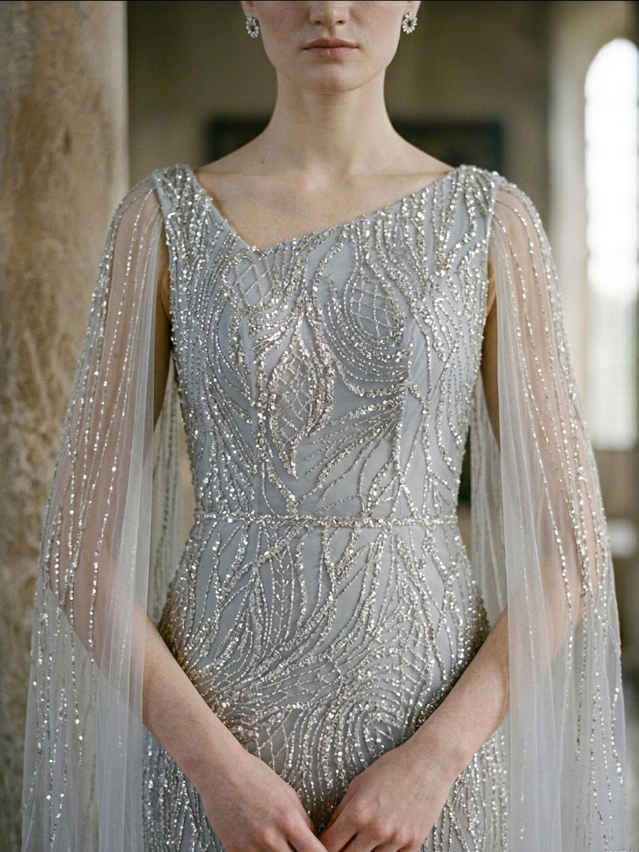 Silver Sequined Gown - Image 3
