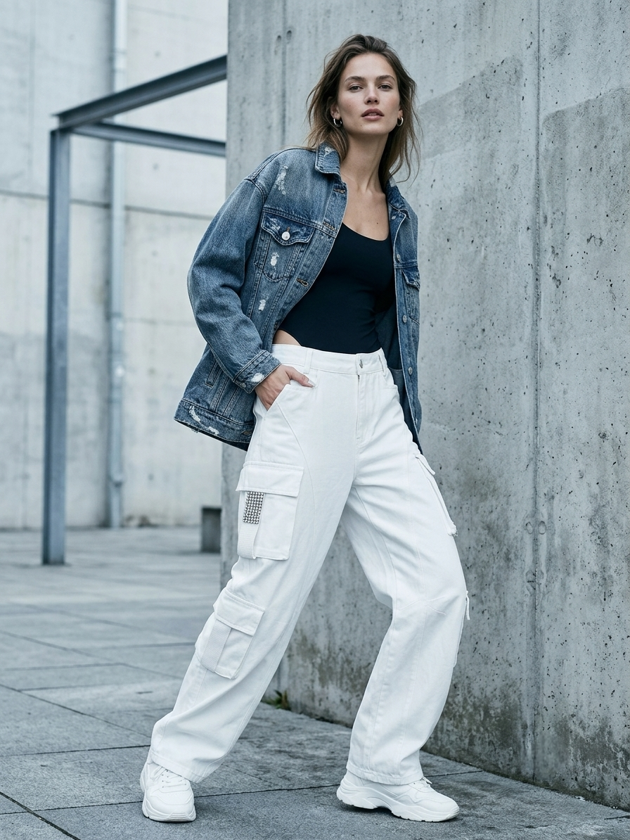 White Cargo Pants - Image 3