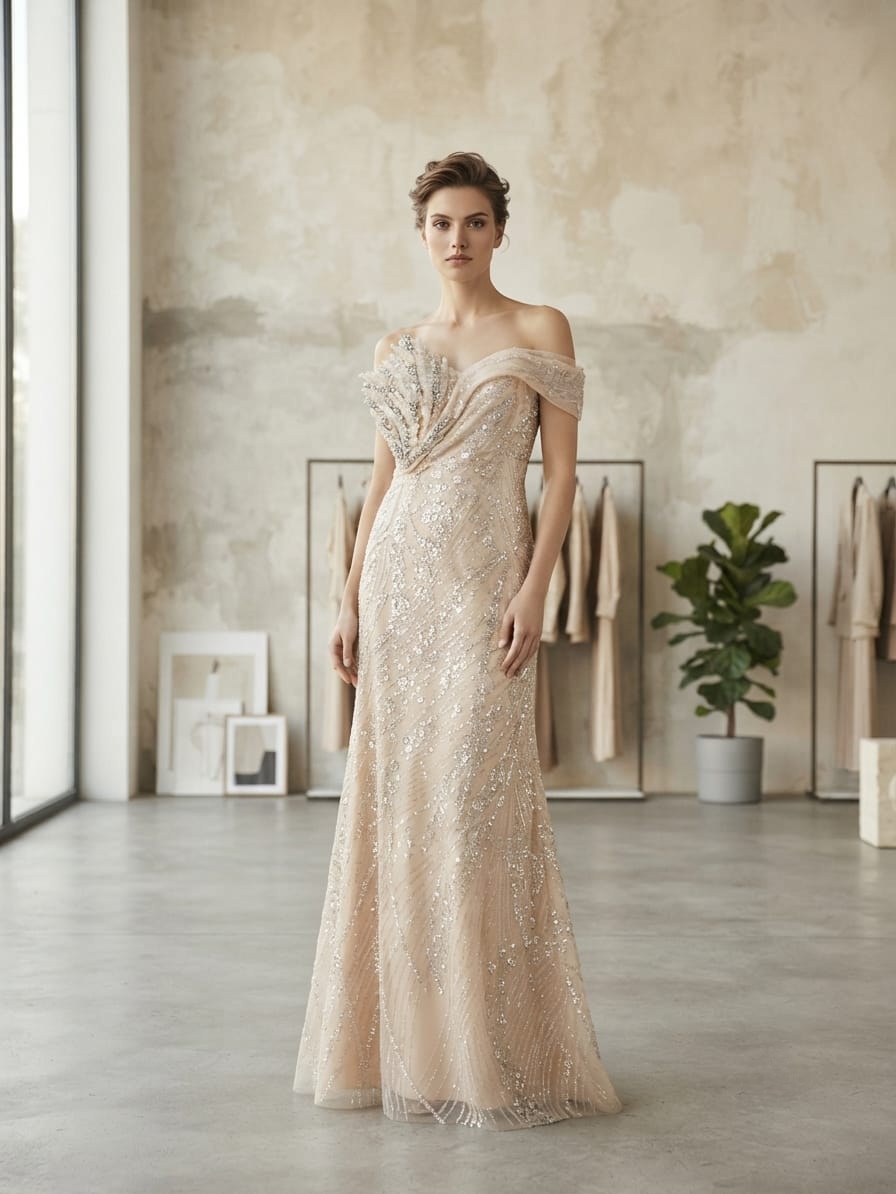 Golden beige gown