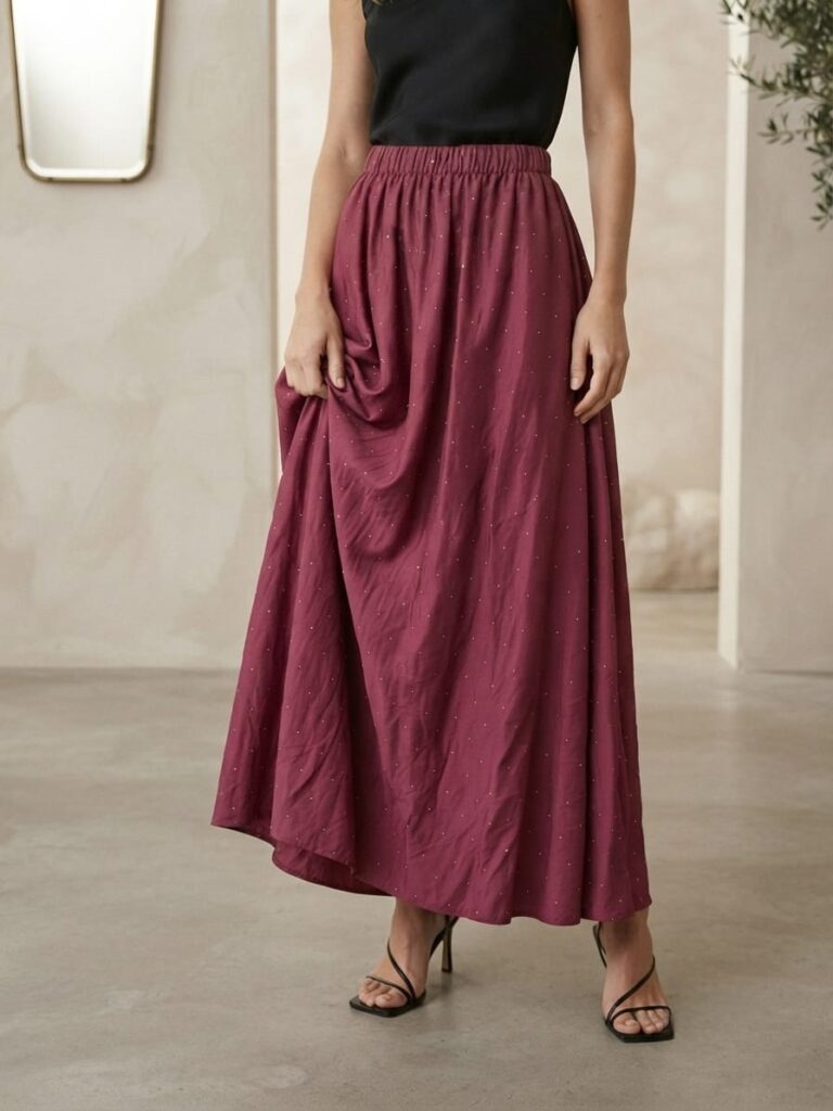 Burgundy Crinkle Skirt