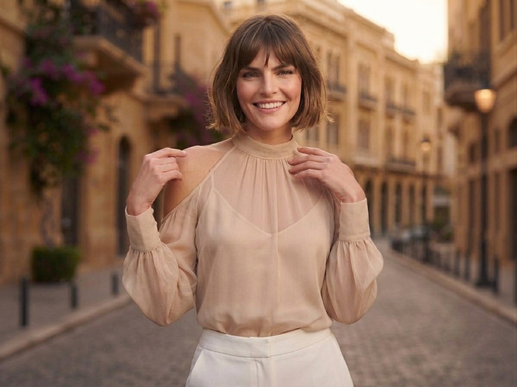 chiffon Beige top