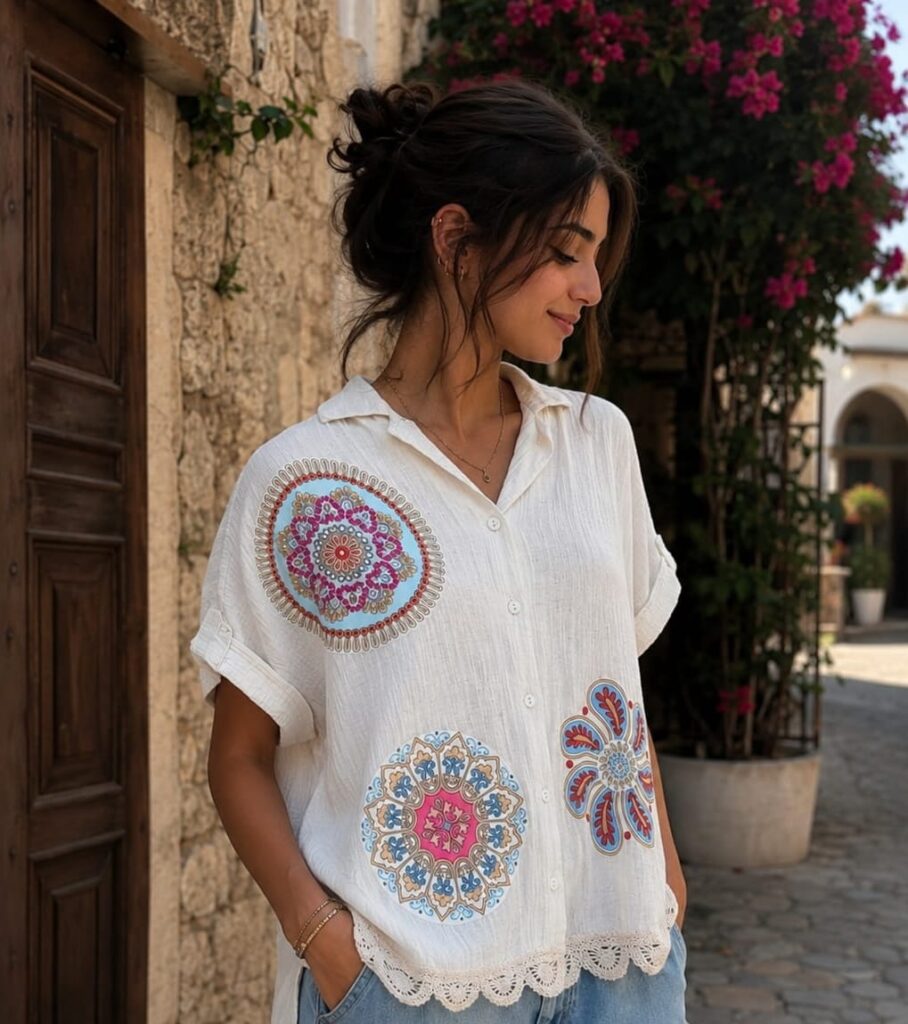 Embellished boho shirt