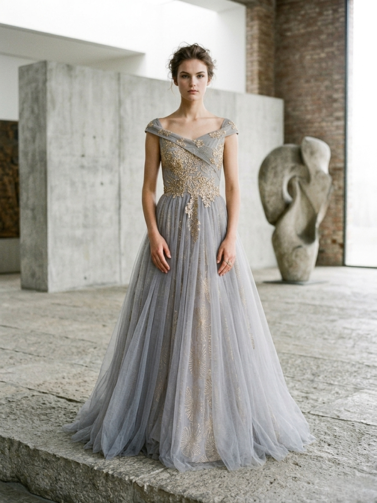 Embellished Tulle Gown