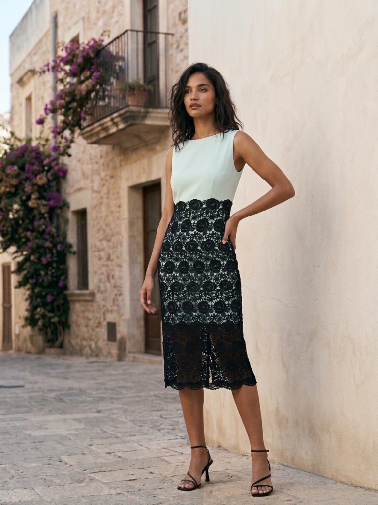 Mint Black Lace Dress