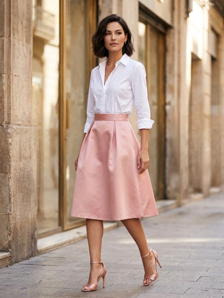 pink skirt satin