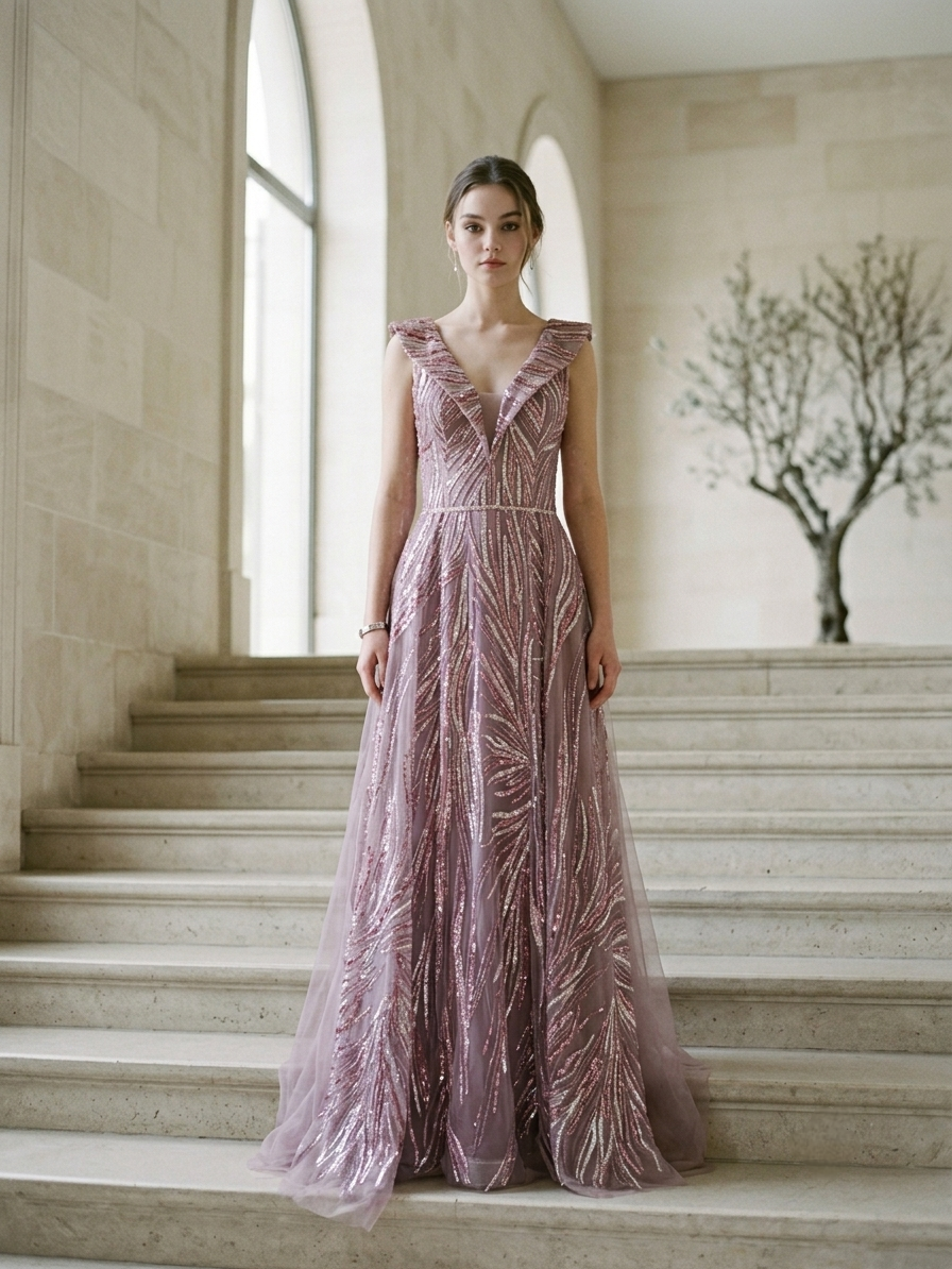 Purple Gown With Train