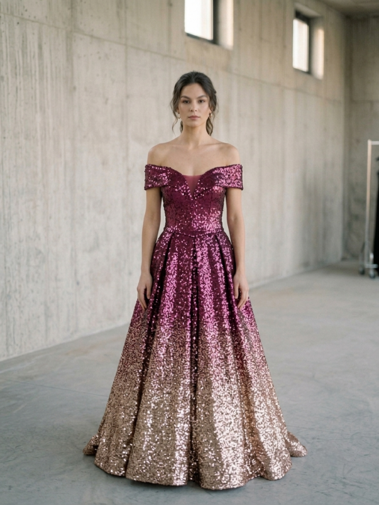 Sequined Ombré Gown