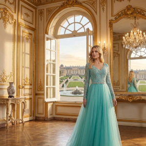 Turquoise Tulle Gown