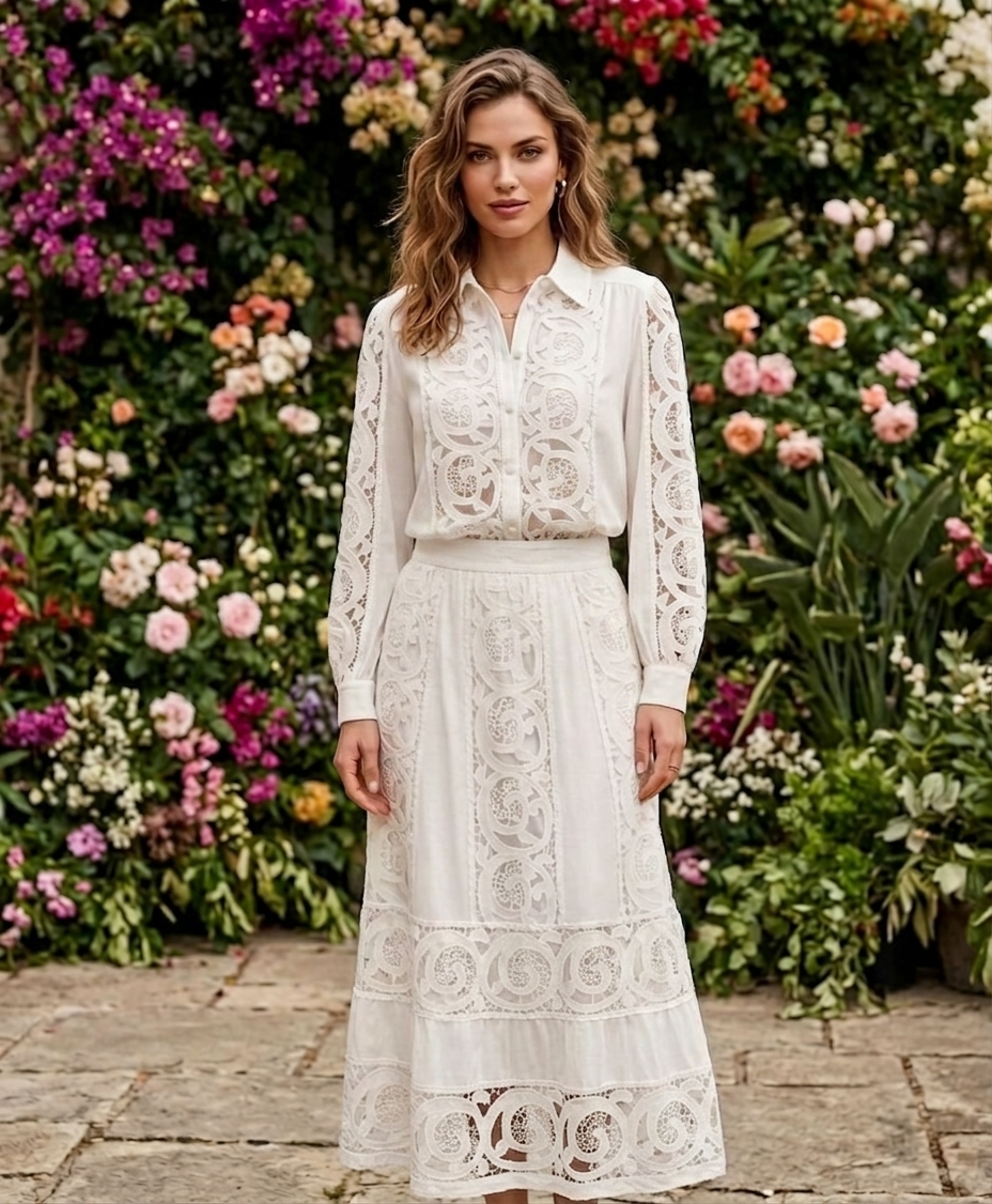 white guipure set
