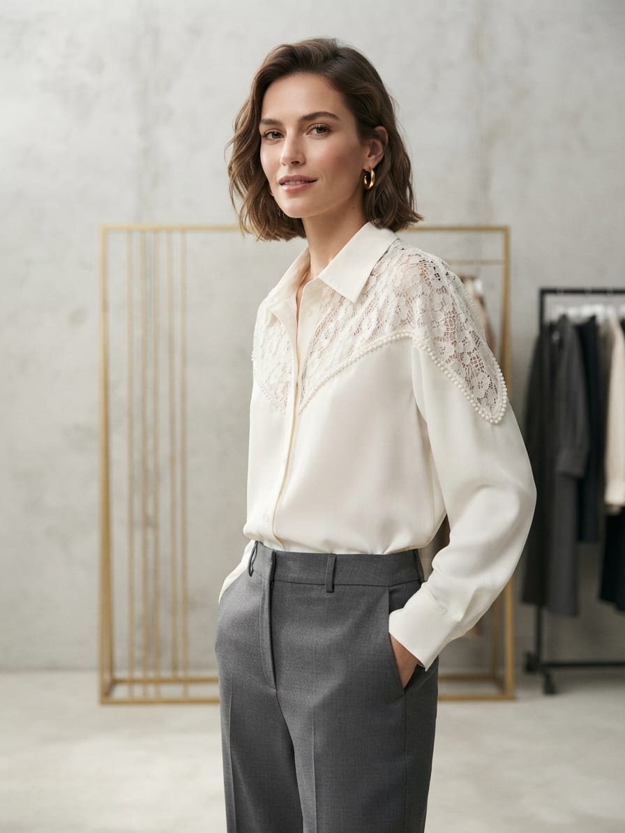 White Shirt Pearls